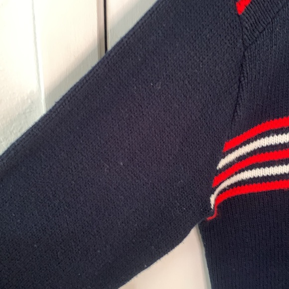 Vintage Polaris navy striped knit crewneck snowmobile ski sweater Size XL - Picture 5 of 10